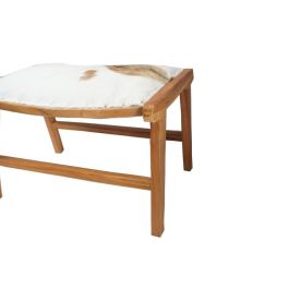 DKD Home Decor Descalzadora Colonial Marron Natural 47 x 42 x 65 cm de Teca y Piel