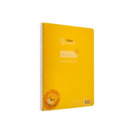 Cuaderno Espiral Liderpapel Din A4 Pautaguia Tapa Plastico80H 90 gr Cuadro Pautado 4 mm Con Margen Color Amarillo 5 unidades