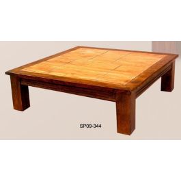 DKD Home Decor Mesa Centro Negro Natural Acacia 100x60x30 cm