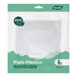 Set de 6 platos hondo cuadrados plástico ecológico 18 cm Algon (36 Cajas) Set de 6 platos hondo cuadrados plástico ecológico 18 cm Algon (36 Cajas)
