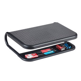 Q-connect Soporte para Portátil y Monitor con Bandeja Organizadora, Negro, 380x295x110 mm