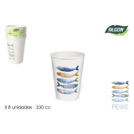 Vaso de cartón Peixe 330 cc, set de 8, marca Algon (18 Cajas) Precio: 14.49999991. SKU: B1FA8Z5X3P
