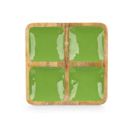 Bandeja Cuadrada 4 Espacios Madera Mango Verde Giftdecor 31x3x3 cm (6 Unidades) Bandeja Cuadrada 4 Espacios Madera Mango Verde Giftdecor 31x3x3 cm (6 Unidades)