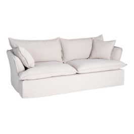 Sofá 3 Plazas Crema Tejido 221 X 103 X 72 cm
