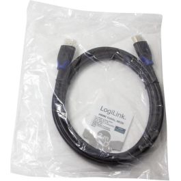 LogiLink CH0062 Cable HDMI High Speed con Ethernet 2m, 4K2K/60Hz, Versión 2.0, 3D, Conectores Dorados, Negro