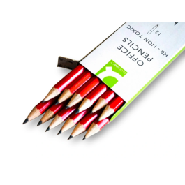 Q-connect Lápices de Grafito Hexagonal N.2 HB sin Goma Color Rojo Mina Resistente