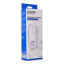 Edm Prolongador con 1 Toma Schuko, 4 USB (3 Tipo A + 1 Tipo C), 1.5m Cable H05VV-F 3G1.5mm², 16A, Blanco