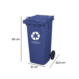 Papelera Contenedor Q-Connect Plastico Con Tapadera 100 L Color Azul 800x510x525 mm Con Ruedas