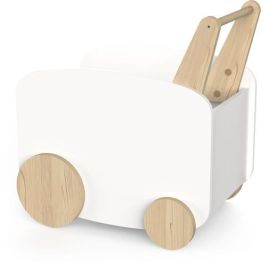 Carro de almacenamiento con ruedas - FIRMIANA - Estilo escandinavo - Blanco mate / Roble Kronberg - 49,8 x 35 x 52,5 cm - DEMEYERE