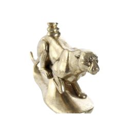 DKD Home Decor Figura Leopardo Candelabro Dorado Resina 6 x 14 x 25 cm