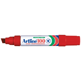 Artline Rotulador Permanente 100 Rojo Punta Biselada 7,5-12 mm