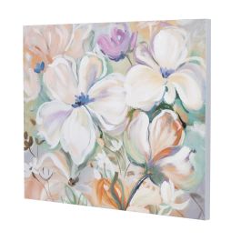 DKD Home Decor Cuadro Shabby Multicolor Flores Lienzo Pino 100x3.7x80 cm (2 Unidades)