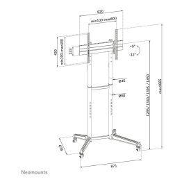 Neomounts FL50-540BL1 Soporte de Suelo Portátil para TV de 37 a 70 Pulgadas, Negro, 50kg