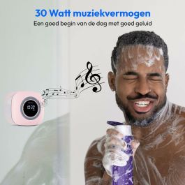 Medion MED4061275227642 Radio de Ducha FM Bluetooth IPX6 con Soporte de Ventosa Rosa