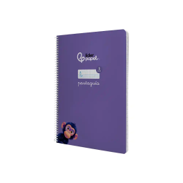 Liderpapel Cuaderno espiral Pautaguía A4 Tapa Blanda 80 Hojas 75gr Cuadro Pautado 5mm Lila