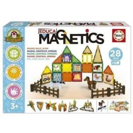 EDUCA EDU8412668202696 Magnetics Ecoferme - Juego de construcción magnético - 28 piezas, 2 animales, 8 cartas - Desde 3 años