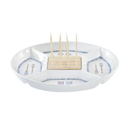 DKD Home Decor Fuente Decorativa para Aperitivo Mediterráneo Colección Salitre Gres y Bambú Azul Natural 23.5x23.5x7 cm Precio: 6.49044. SKU: S3036983