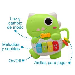 KioKids Juguete Musical Dinosaurio Verde Interactivo con Sonidos y Luces para Bebés +6 Meses