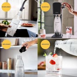 Máquina de refrescos - SODASTREAM ART - Negra - botella y cilindro de carbonatación incluidos