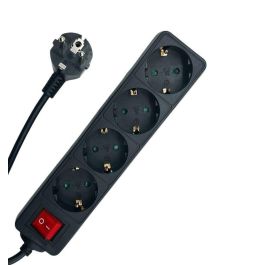 MicroConnect Regleta Schuko de 4 Tomas con Interruptor ON/OFF y Cable de 5 Metros, Negro