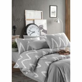 Juego de Cama 220x240 cm 2 Fundas Almohada 60x60 cm Algodón Poliéster Gris