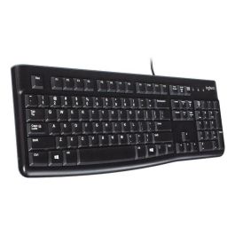 Logitech K120 Teclado USB con Cable, Diseño Duradero para Uso Escolar/Oficina, Teclas Resistentes a Limpieza y Desinfección, Caracteres Claros