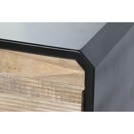 DKD Home Decor Mueble TV Moderno Madera Negro Natural 120 x 50 x 58 cm con 3 Cajones y 2 Puertas