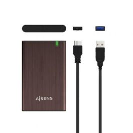 Aisens ASE-2525BWN - Caja Externa para Disco Duro 2.5" USB 3.0 (USB3.1 GEN1) SATA III sin Tornillos, Aluminio Marrón