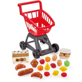 Ecoiffier ECO3280250012054 Carrito de la Compra con 20 Artículos de Alimentación, Juguete Educativo para Niños a Partir de 18 Meses