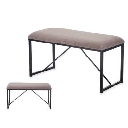 Banco Borreguito Gris Giftdecor 81x42x38 cm - Metal y Tela - Marrón