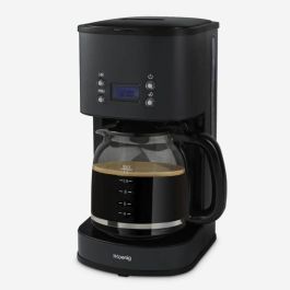 Hkoenig HKO1691054981779 Cafetera programable MG32, 1,5 L (12 tazas), 1000 W, Pantalla LCD, Mantener Caliente, Negra y Acero Inoxidable