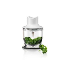 Braun MQ3025WH Batidora de mano con mini picadora y taza medidora 600ml, tecnología PowerBell Plus y Control Splash antisalpicaduras, Blanco y Azul