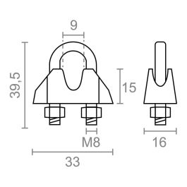 Edm Sujetacable Din-741 sjt01 Acero Galvanizado M8 3/8" 2 Unidades