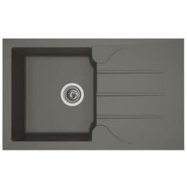 STRADOUR Fregadero de cocina empotrado 1 recipiente + 1 escurridor Aloa - Resina - 81 x 50 cm - Gris hormigón STRADOUR Fregadero de cocina empotrado 1 recipiente + 1 escurridor Aloa - Resina - 81 x 50 cm - Gris hormigón