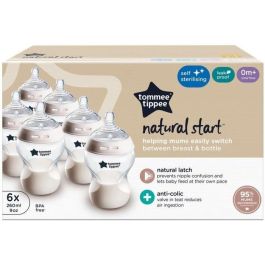 TOMMEE TIPPEE Biberones Closer to Nature, tetina que imita el pecho materno con válvula anticólicos, 260 ml, paquete de 6, pastel