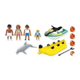 PLAYMOBIL 71905 Set Paseo en Bote Banana con Moto Acuática, 4 Figuras y Delfín, Juguete Acuático para Niños +4 Años