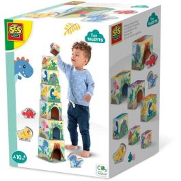 Torre de bloques para apilar con figuras de dinosaurios - Juego de habilidad - SES CREATIVE - Torre apilable con 3 figuras de dinosaurios. Precio: 30.59000032. SKU: B15XALCAYP