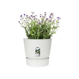Elho Greenville 47 Maceta redonda Exterior Blanca Ø 47 cm H 44,1 cm Plástico 100% reciclado Resistente a heladas con depósito de agua