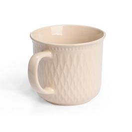 Vessia Tazón de Desayuno Cerámico 450 ml 13.5 x 10.6 x 9.2 cm - 2 Colores Claros: Beige y Gris (Set de 24)