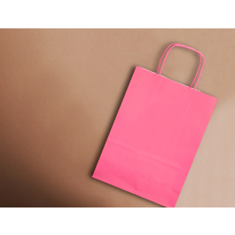 Q-connect Bolsa regalo papel celulosa rosa L con asa retorcida 320x140x400 mm