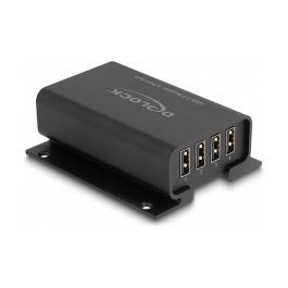 Delock Concentrador USB 2.0 4 Puertos Aislador 5 kV para Datos, Tipo A y B, Negro, Metal, para 0 - 40 °C