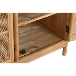 DKD Home Decor Aparador Tropical de Abeto y Ratán Marrón Claro, Acabado Natural, 120x40x65cm con 3 Puertas y 3 Estantes