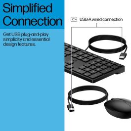 HP 320MK Teclado y Ratón Combo con Cable USB - Distribución SWISS - Ideal para Productividad Profesional en Escritorio