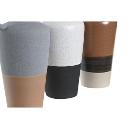 Jarron Boho DKD Home Decor Gris Terracota 11 x 28 x 13.3 cm (3 Unidades)