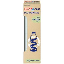 Tesa eco&cristal transparente 10 mt x 19 mm pack de 8 unidades, cinta adhesiva para embalar