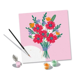 Ravensburger 25519 Pintar por numeros Ramo de amapolas 20x20 cm, Ocio creativo, Adulto