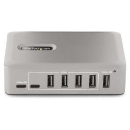 StarTech Hub USB-C de 10 Puertos con Fuente de 65W - 8x USB-A 3.2, 2x USB-C 3.2, 10 Gbps, Autoalimentado, Certificación USB-IF, Gris