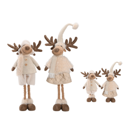 DKD Home Decor Figura Navideña Alpina Reno Extensible Poliéster Blanco Beige 18x25x(44-61)cm Pack 2 Precio: 51.49999943. SKU: B19JEH5ELC
