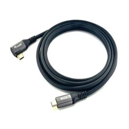 Equip Cable USB-C 2.0 Macho Macho Acodado 90° 100W Con Chip E-Mark Color Negro 3.0m Malla algodon trenzado Carcasa Conector Aluminio