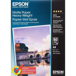 Epson Papel Mate de Alto Gramaje, A4, 50 Hojas de 167g. Matte Paper Heavy Weight